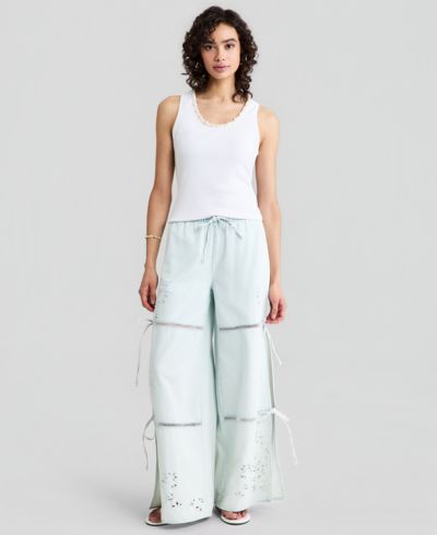 And Now This Women's Embroidered Eyelet Tie-Side Jeans, Macy's Exclusive