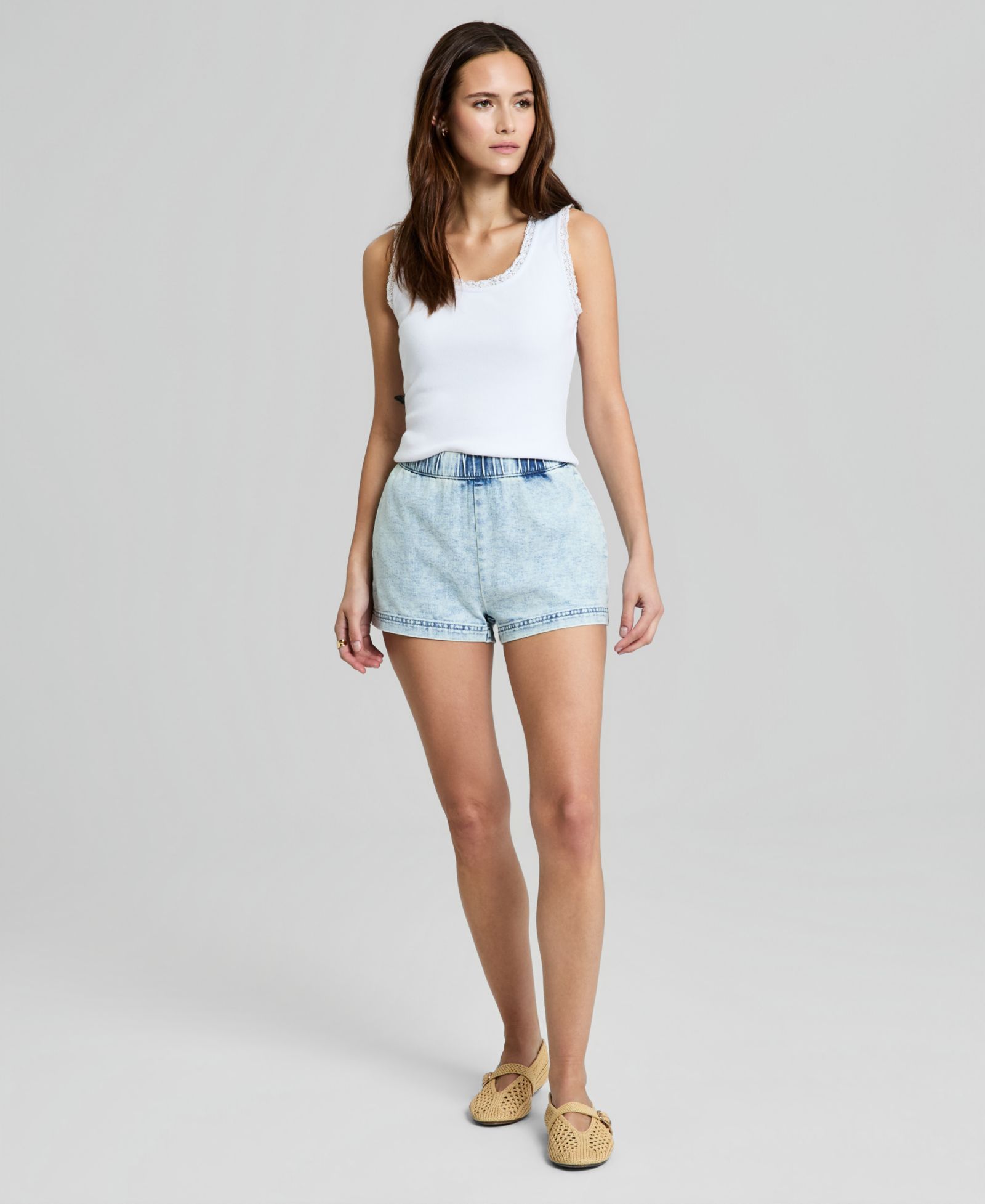 And Now This Women's Denim High Rise Pull-On Shorts, Macy's Exclusive