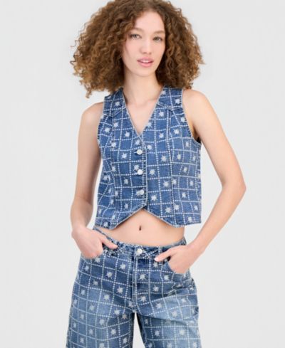 Женский джинсовый жилет And Now This Patchwork Embroidered Denim