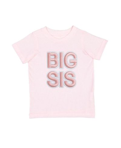 Sweet Wink Little Girls Big Sis Embroidered Patch Short Sleeve T-Shirt