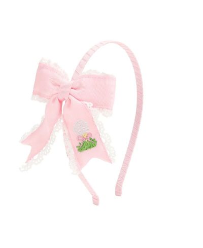 Sweet Wink Повязка на голову с вышивкой Golf Tee и кружевным бантом для девочек