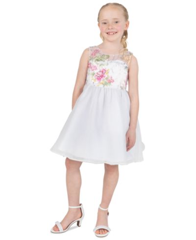 Rare Editions Girls' 2T-6X Round Neck Sleeveless Dress