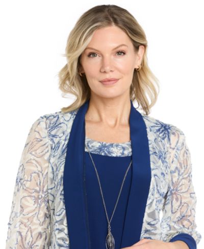 RM Richards Women's Printed Jacket & Crewneck Dress, 2-Piece Set