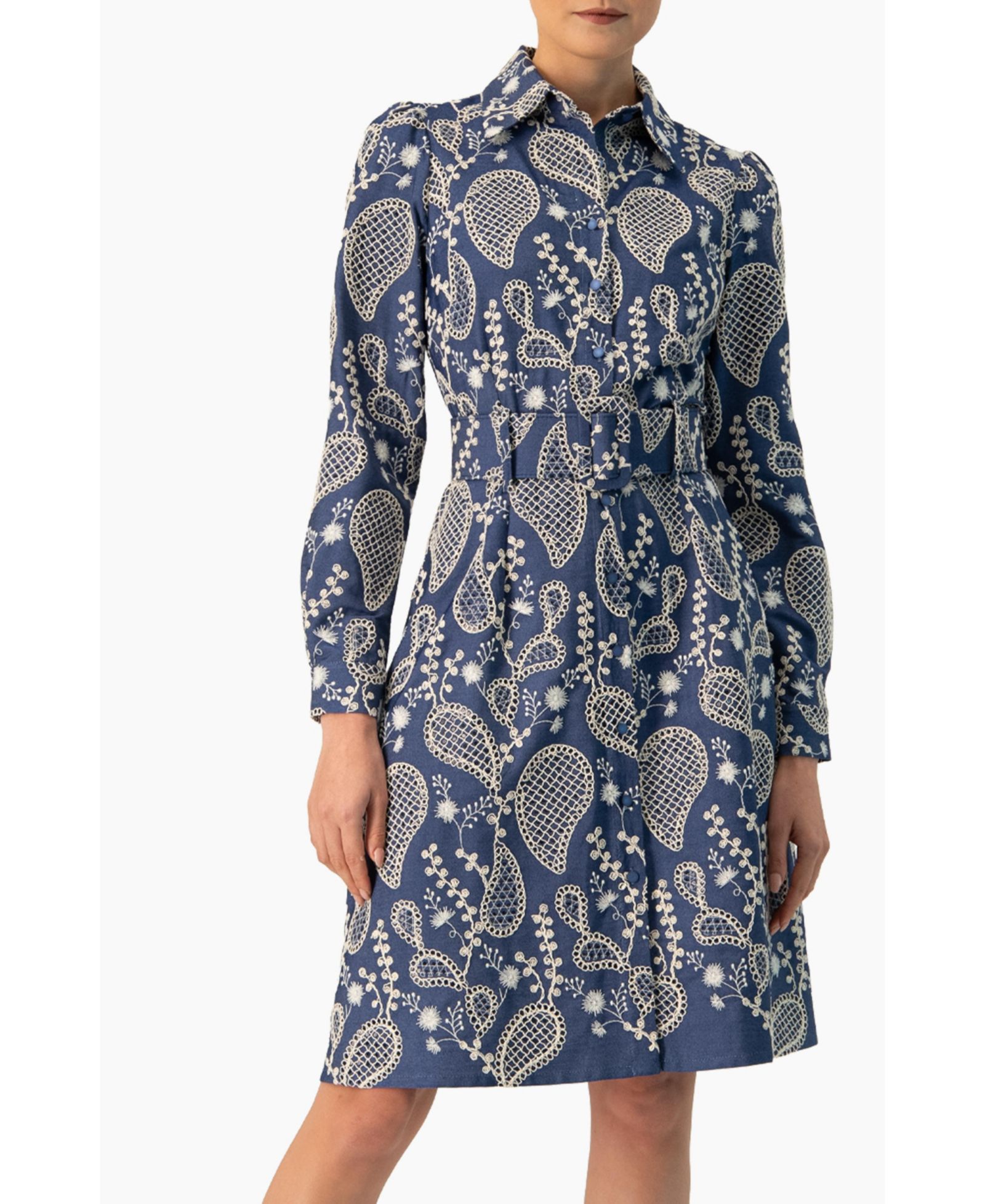 Ivonne Женское платье A-Line Long Sleeve с цветочной вышивкой