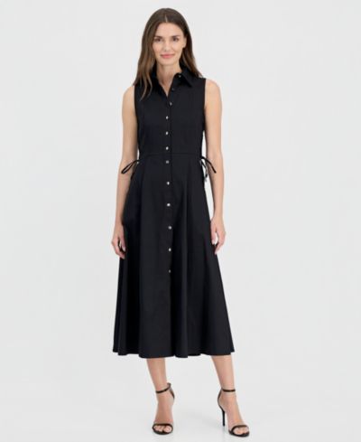 Anne Klein Women's Button-Front Side-Tie-Sleeveless Dress