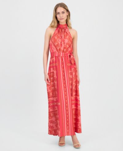Anne Klein Women's Printed Halter-Neck Maxi Dress