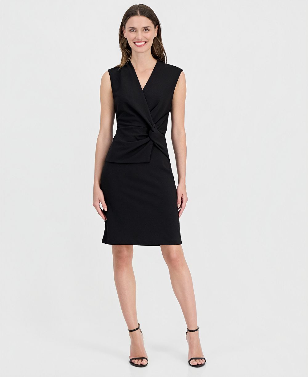 Женское платье-футляр Anne Klein Twist-Front-Overlay Scuba Sheath