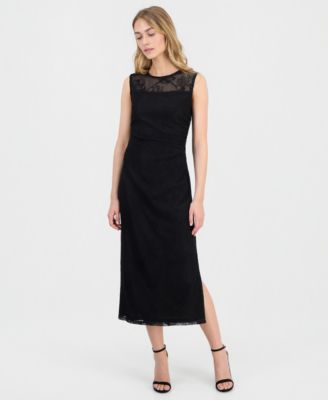 Anne Klein Women's Embroidered-Tulle Sleeveless Midi Dress