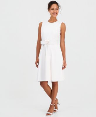 Anne Klein Women's Belted Sleeveless Fit & Flare Dress