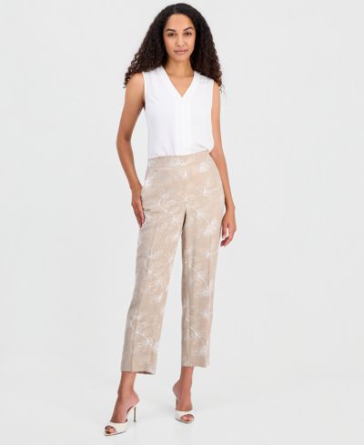 Kasper Women's High-Rise Embroidered Ankle Pants, Regular & Petite