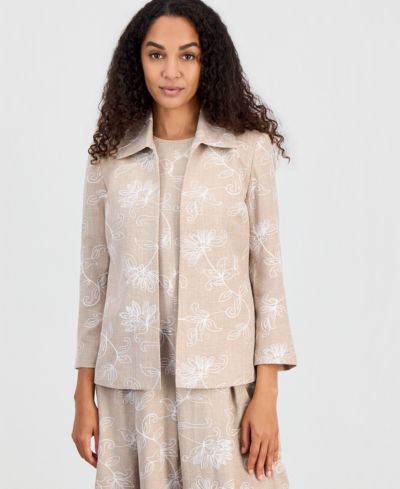 Kasper Women's Boxy Floral Embroidered Jacket, Regular & Petite