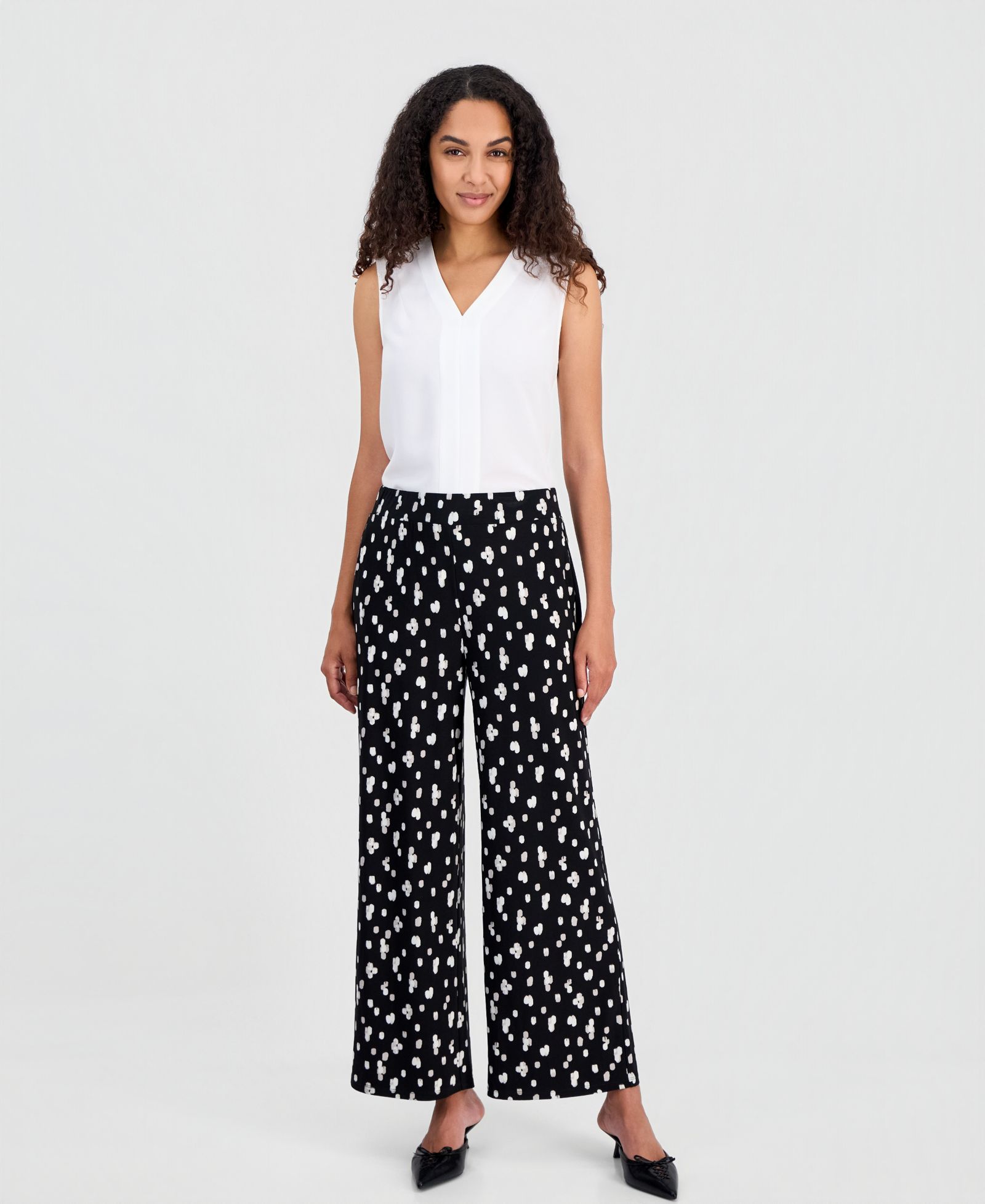 Kasper Women's Pull-On Printed Wide-Leg Soft Pants, Regular & Petite