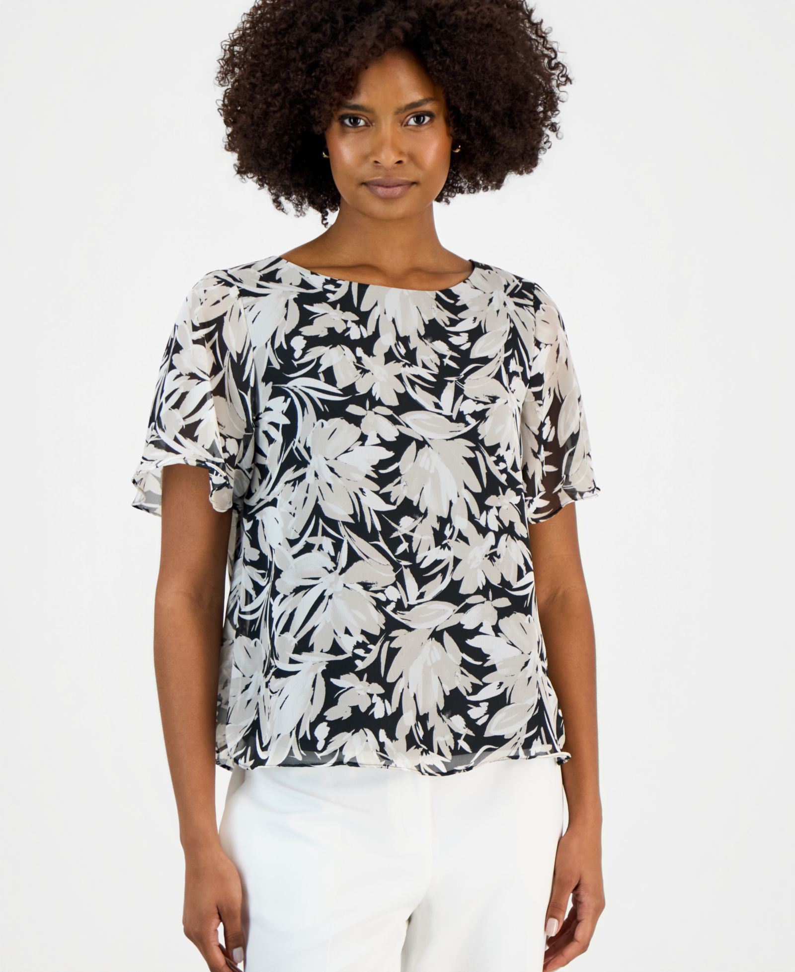 Kasper Women's Printed Short-Sleeve Top