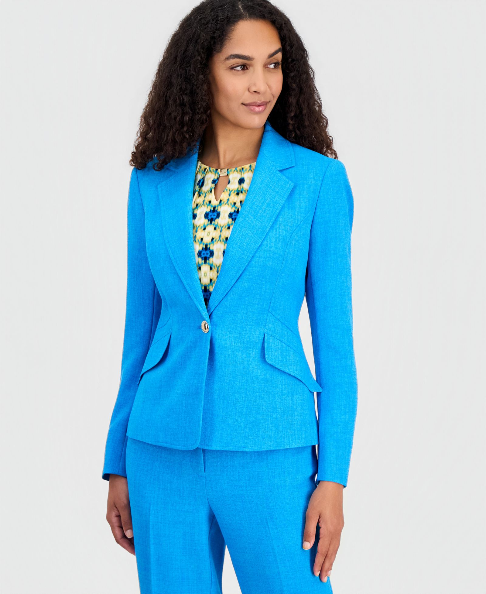 Kasper Women's Textured Notched-Collar One-Button Blazer