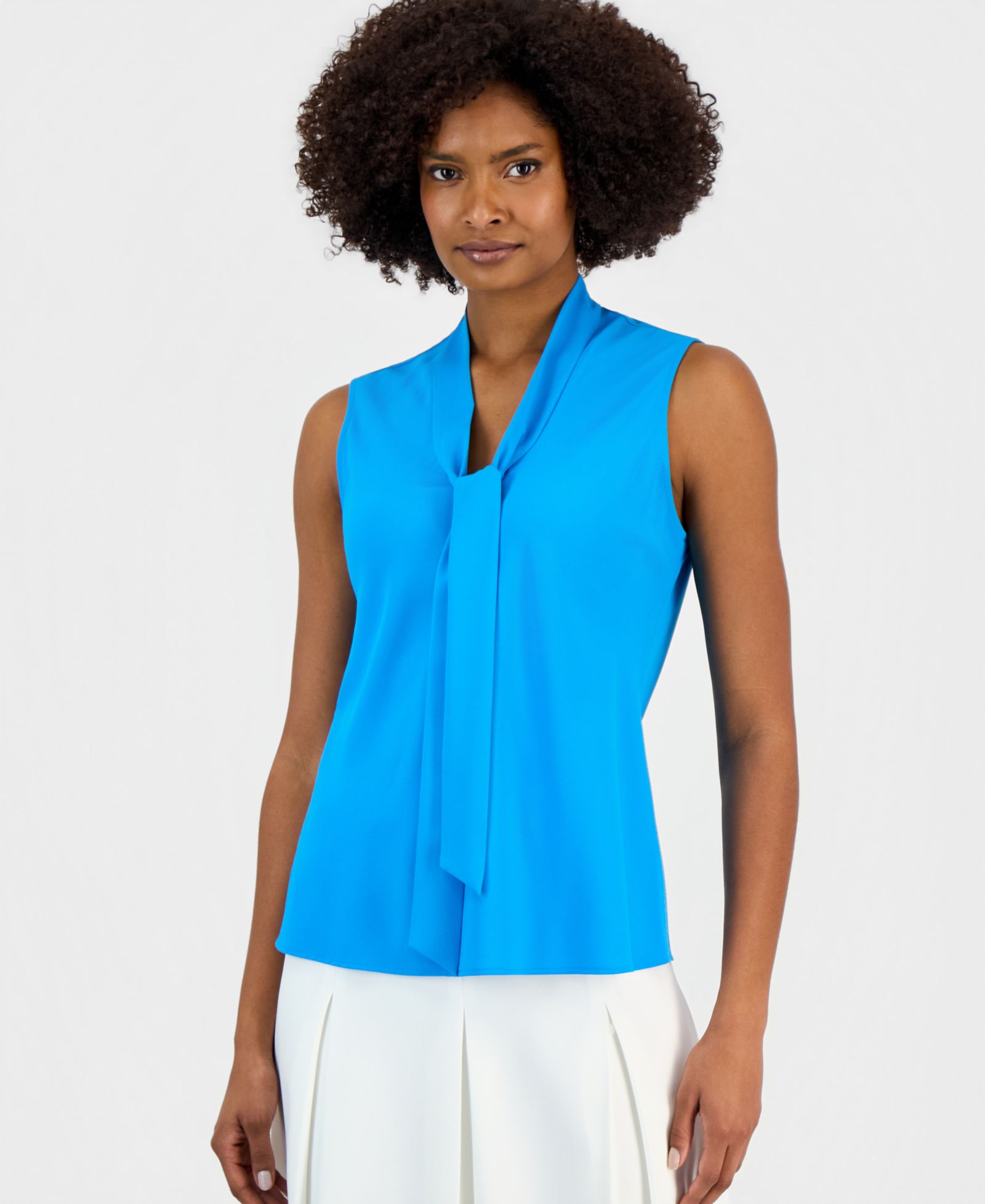 Kasper Women's Sleeveless Tie-Neck Top