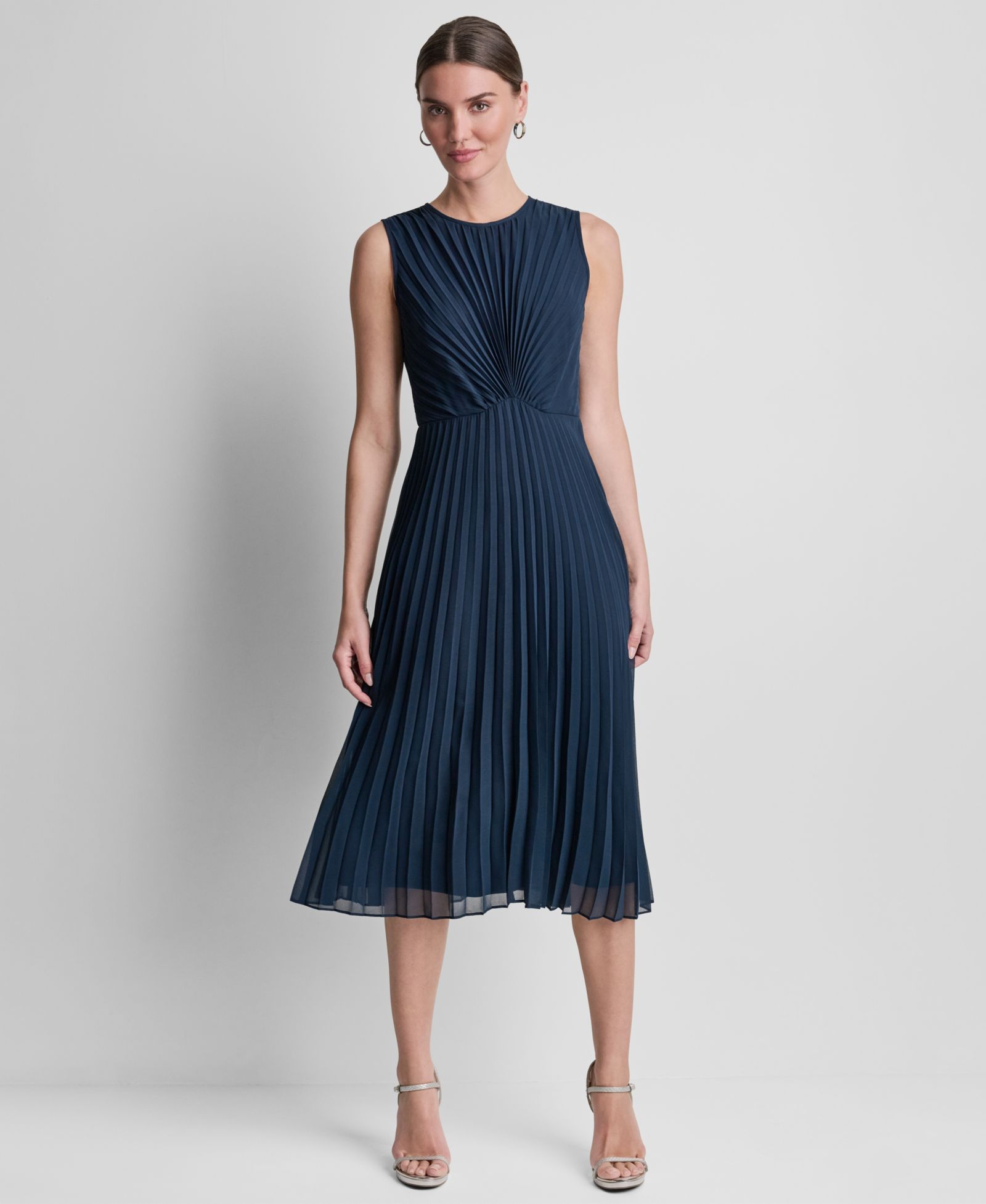 Платье DKNY Women's Pleated Jewel Neck