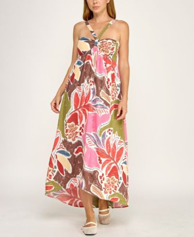 BEAUTY & GRACE Juniors' Twist Front Halter Dress
