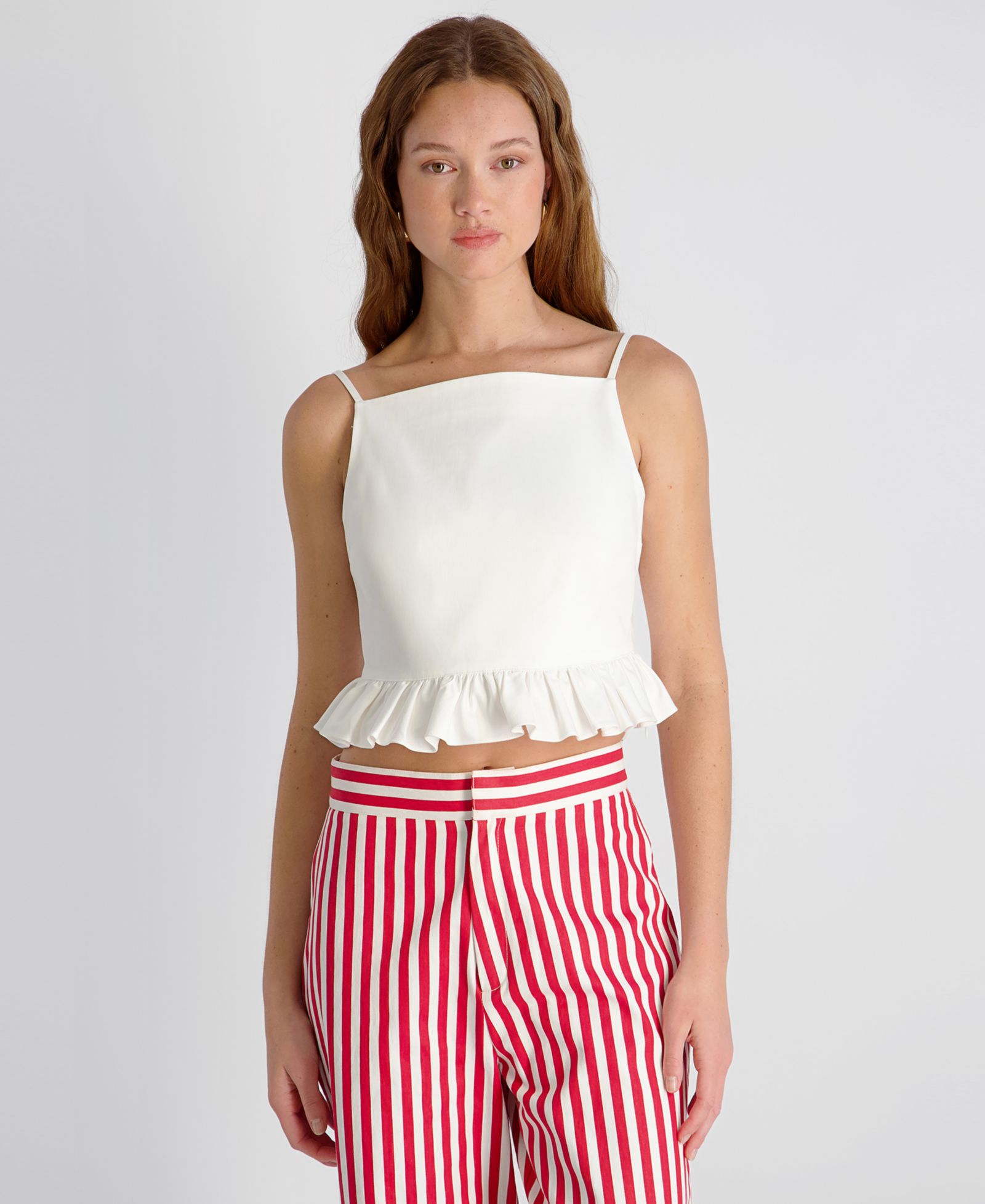 French Connection Women's Sleeveless Ruffle Peplum Top