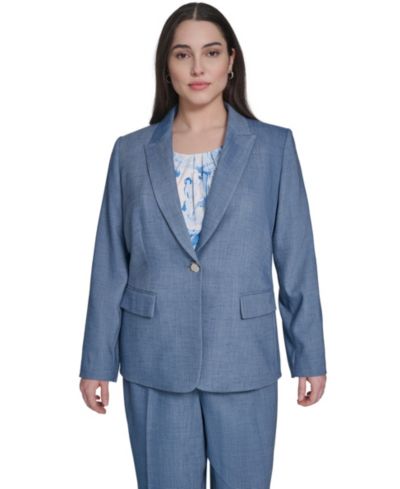 Calvin Klein Plus Size One-Button Notch Collar Blazer