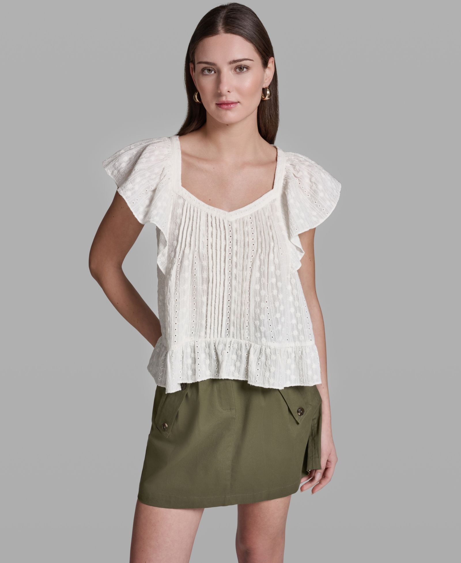 BCBG Женский топ с многослойными воланами