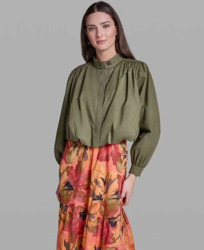 BCBG Women's Long-Sleeve Mock Neck Cropped Jacket