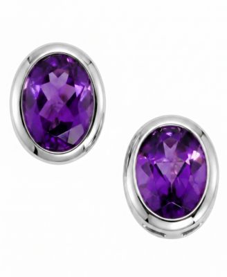 Macy's Peridot (1-1/2 ct. t.w.) Stud Earrings in Sterling Silver (Also Available in Amethyst, Blue Topaz, Garnet, & Citrine)