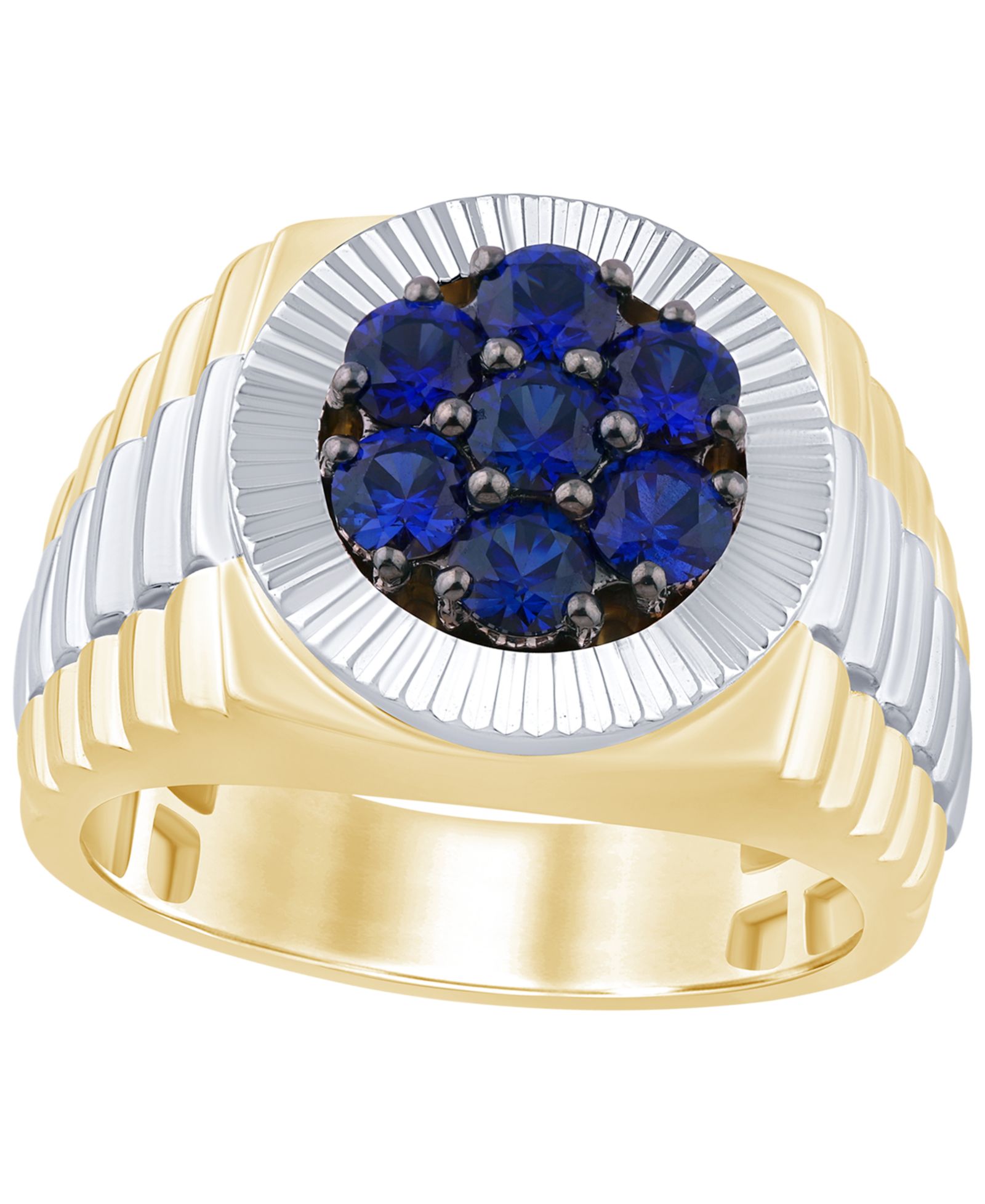 Macy's Men's Lab Grown Sapphire (1-1/2 ct. t.w.) Ring in Gold Vermeil over Sterling Silver