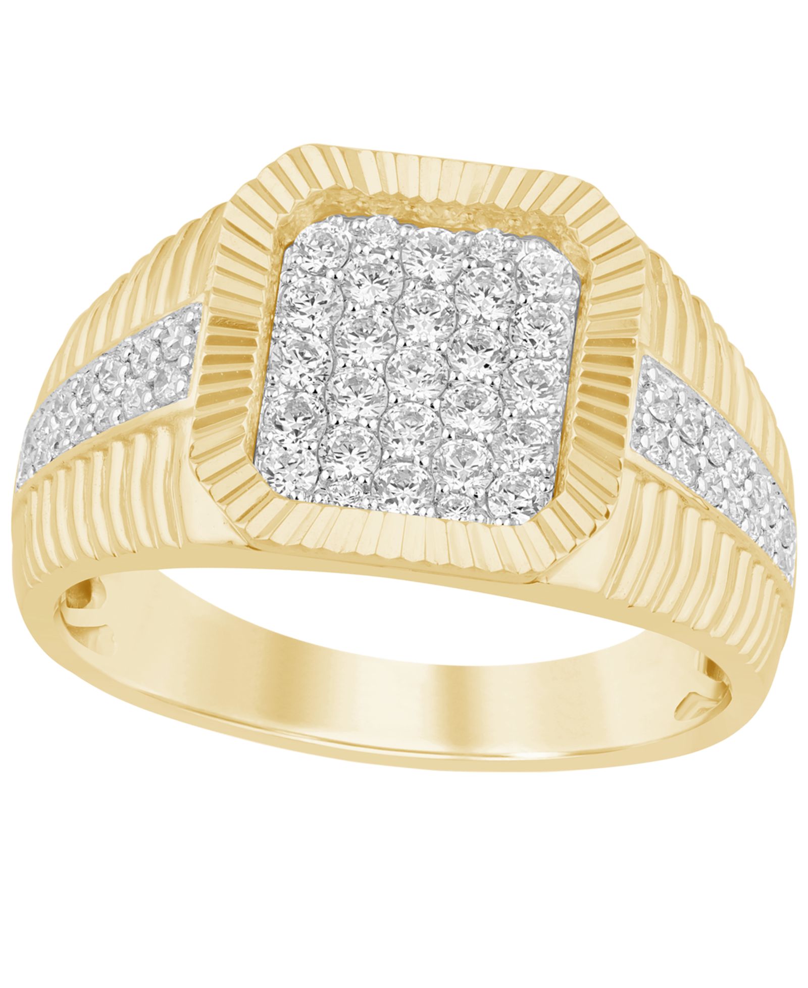 Мужское кольцо с бриллиантом (3/4 ct. t.w.) из золотого вельмеля на стерлинговом серебре