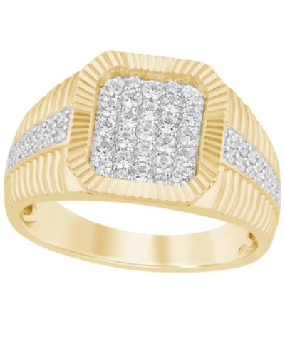 Мужское кольцо с бриллиантом (3/4 ct. t.w.) из золотого вельмеля на стерлинговом серебре