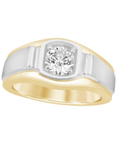 Macy's Men's Lab Grown Diamond Ring (1 ct. t.w.) in Gold Vermeil & Sterling Silver