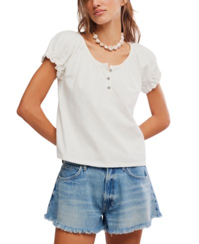 Женский топ Free People Issa с коротким рукавом и круглым вырезом
