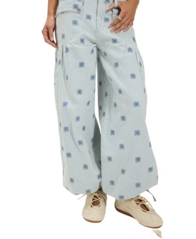 Женские джинсы Free People Women's Lotus Embroidered Railroad Balloon Jeans