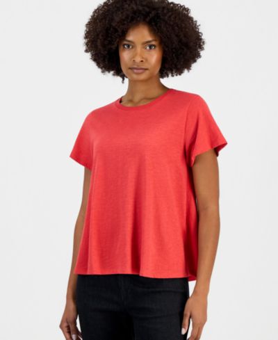 Женская футболка Eileen Fisher Cotton Cap-Sleeve Crewneck Tee