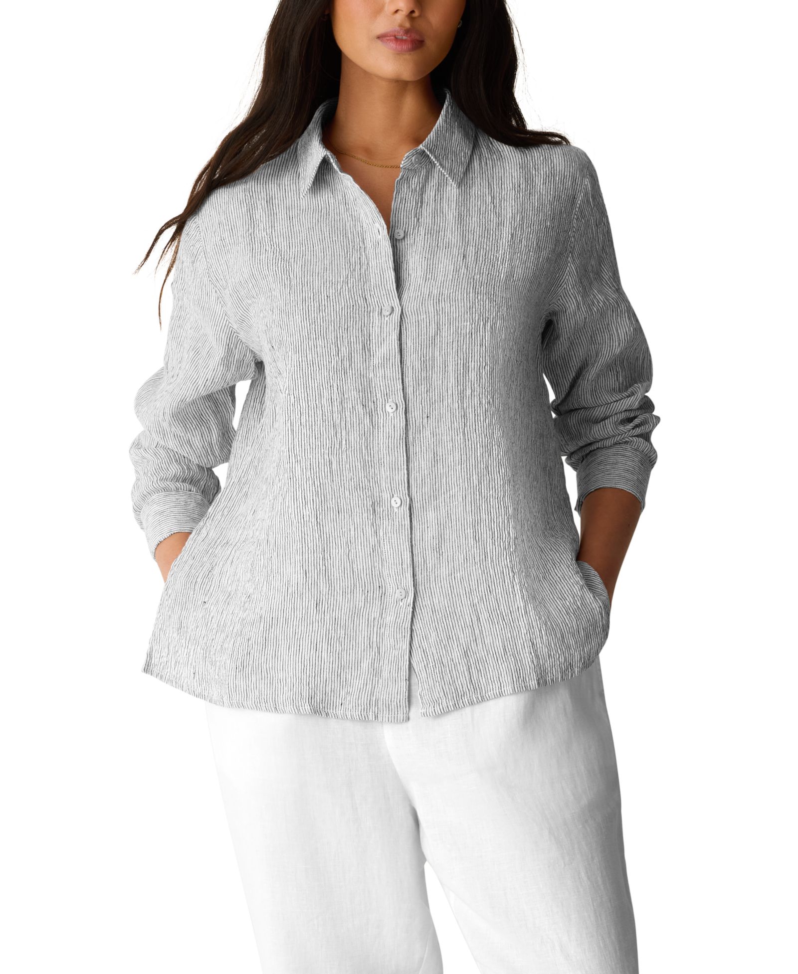Женская рубашка Eileen Fisher Long-Sleeve Striped Collared