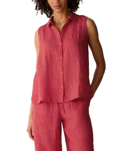 Eileen Fisher Женская рубашка без рукавов с воротником