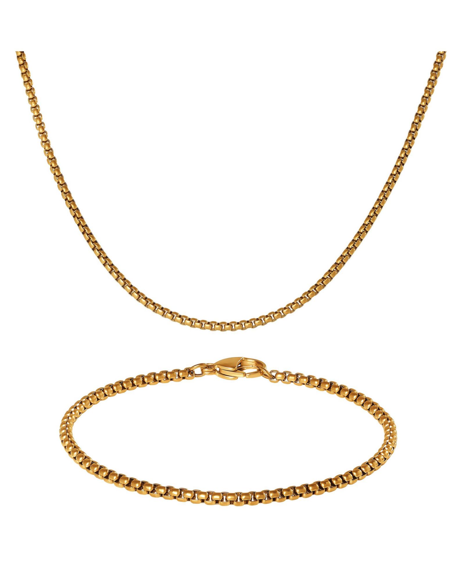 Мужской набор цепей Lucky Brand Gold-Tone - 22'' Box Necklace & 8.5'' Bracelet