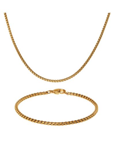 Lucky Brand Men’s Rope Chain Set, Gold-Tone - 22'' Box Necklace & 8.5'' Bracelet