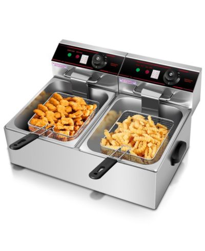 Электрический фритюрница Costway 3400W Dual Tank Steel