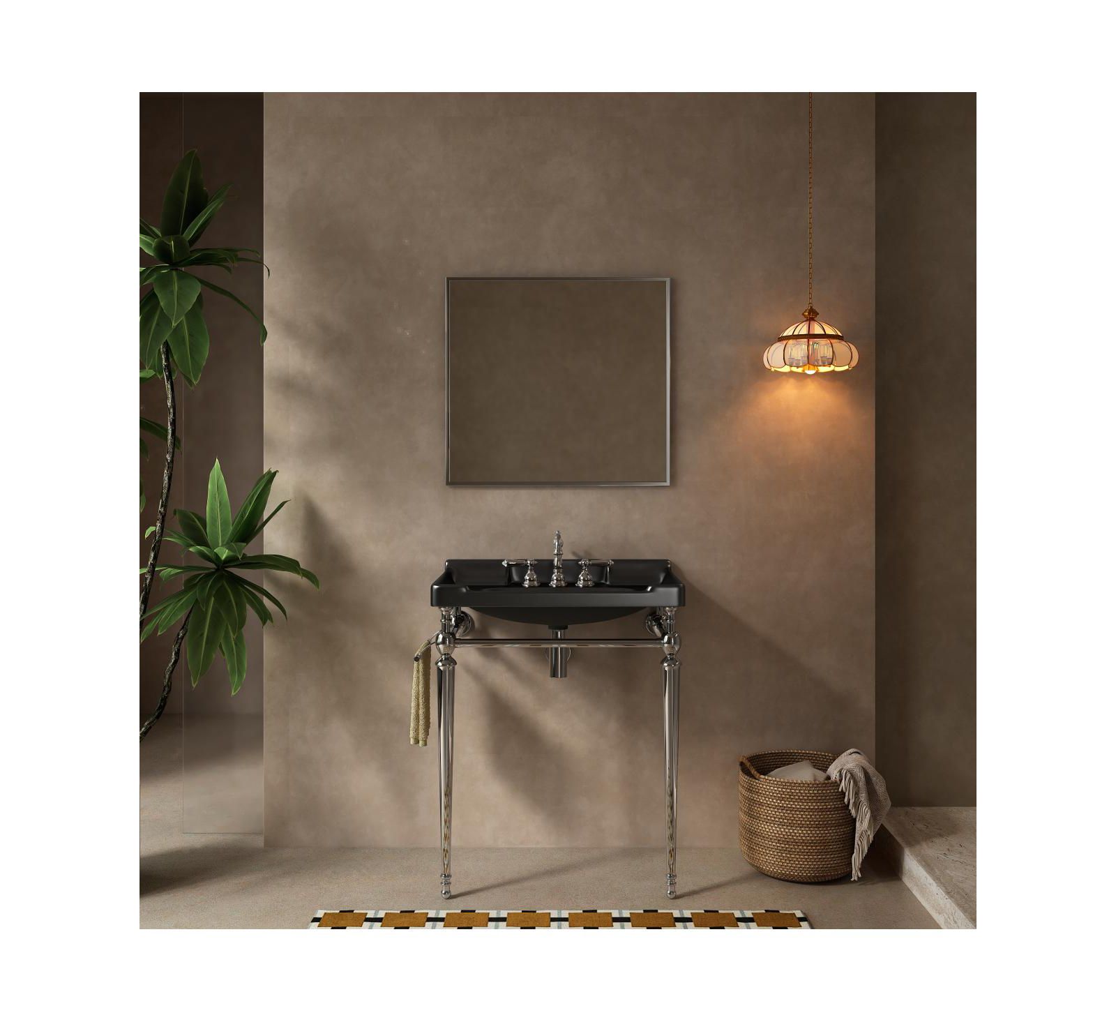 Sillysis Bathroom Console Sink with Ceramic Vanity, Wall Mounted Basin & Stainless Steel Legs, Towel Bar Included