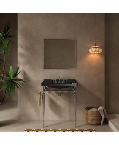 Sillysis Bathroom Console Sink with Ceramic Vanity, Wall Mounted Basin & Stainless Steel Legs, Towel Bar Included