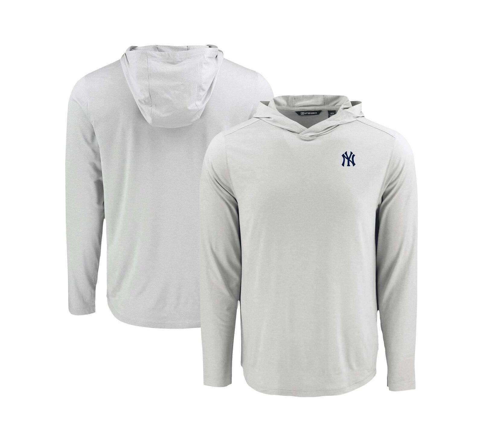 Cutter & Buck мужская серая футболка с длинным рукавом и капюшоном New York Yankees Coastline Epic Comfort Eco