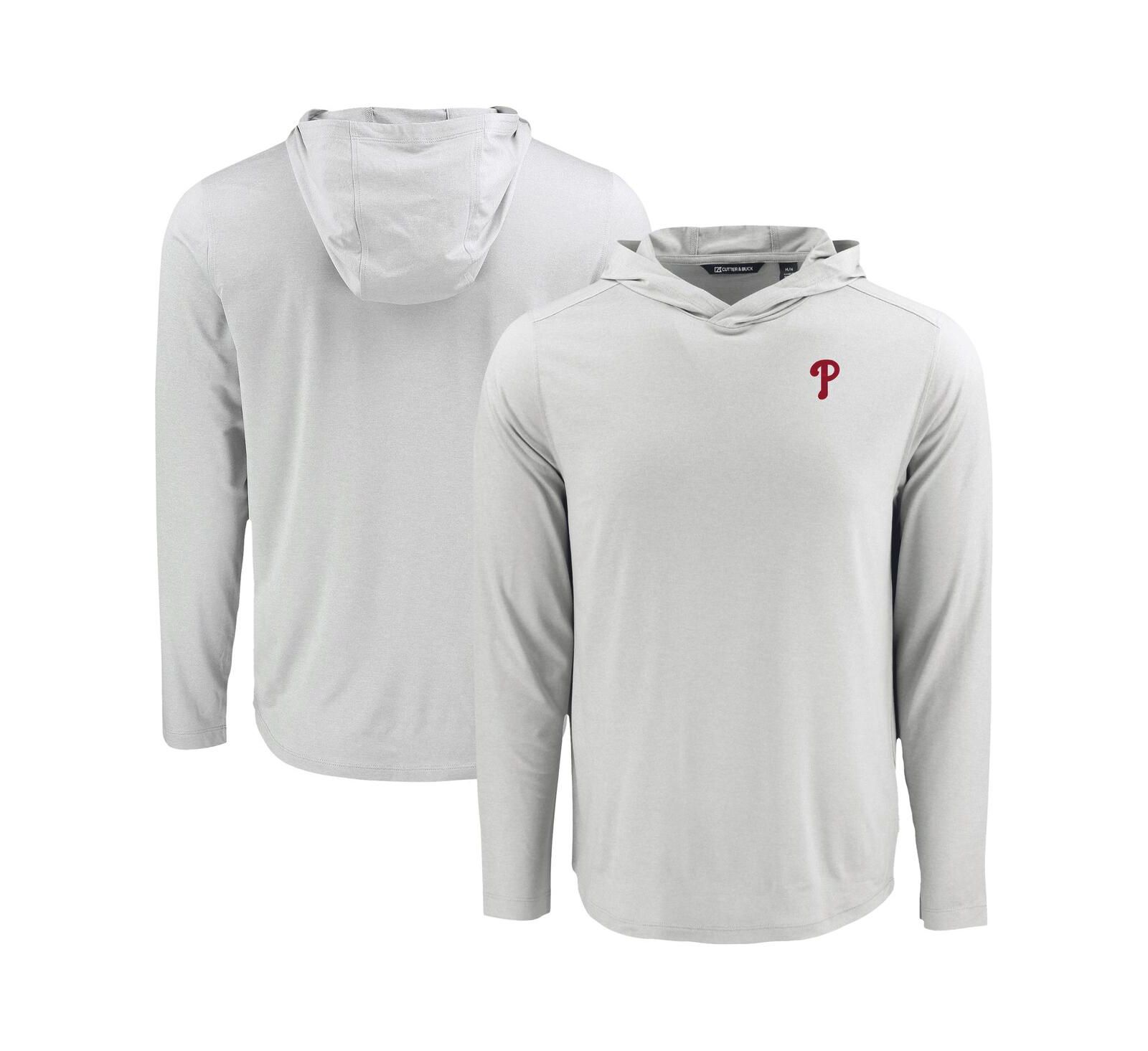 Cutter & Buck мужская серая футболка с длинным рукавом и капюшоном Philadelphia Phillies Coastline Epic Comfort Eco