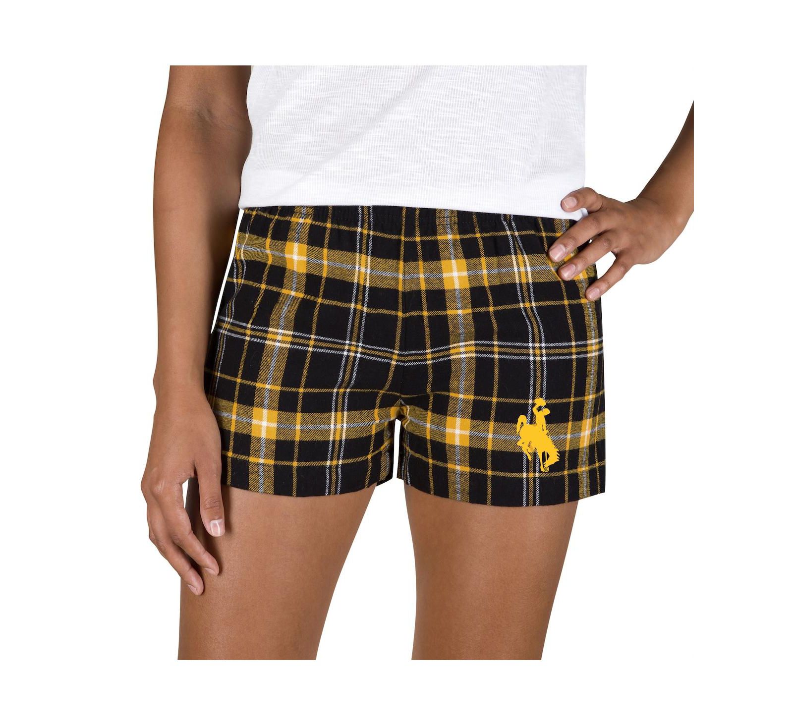 Шорты Concepts Sport Women's Black/Gold Wyoming Cowboys Flannel