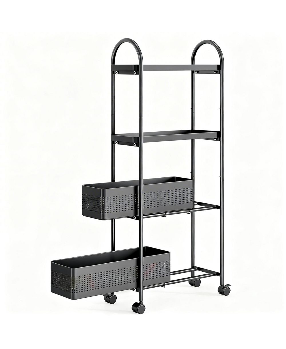 YIGII Slim Storage Cart with Pull-Out Baskets for Narrow Spaces - Kitchen, Bathroom, Laundry
