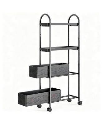 YIGII Slim Storage Cart with Pull-Out Baskets for Narrow Spaces - Kitchen, Bathroom, Laundry