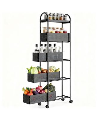 YIGII Slim Storage Cart with Pull-Out Baskets for Narrow Spaces - Kitchen, Bathroom, Laundry