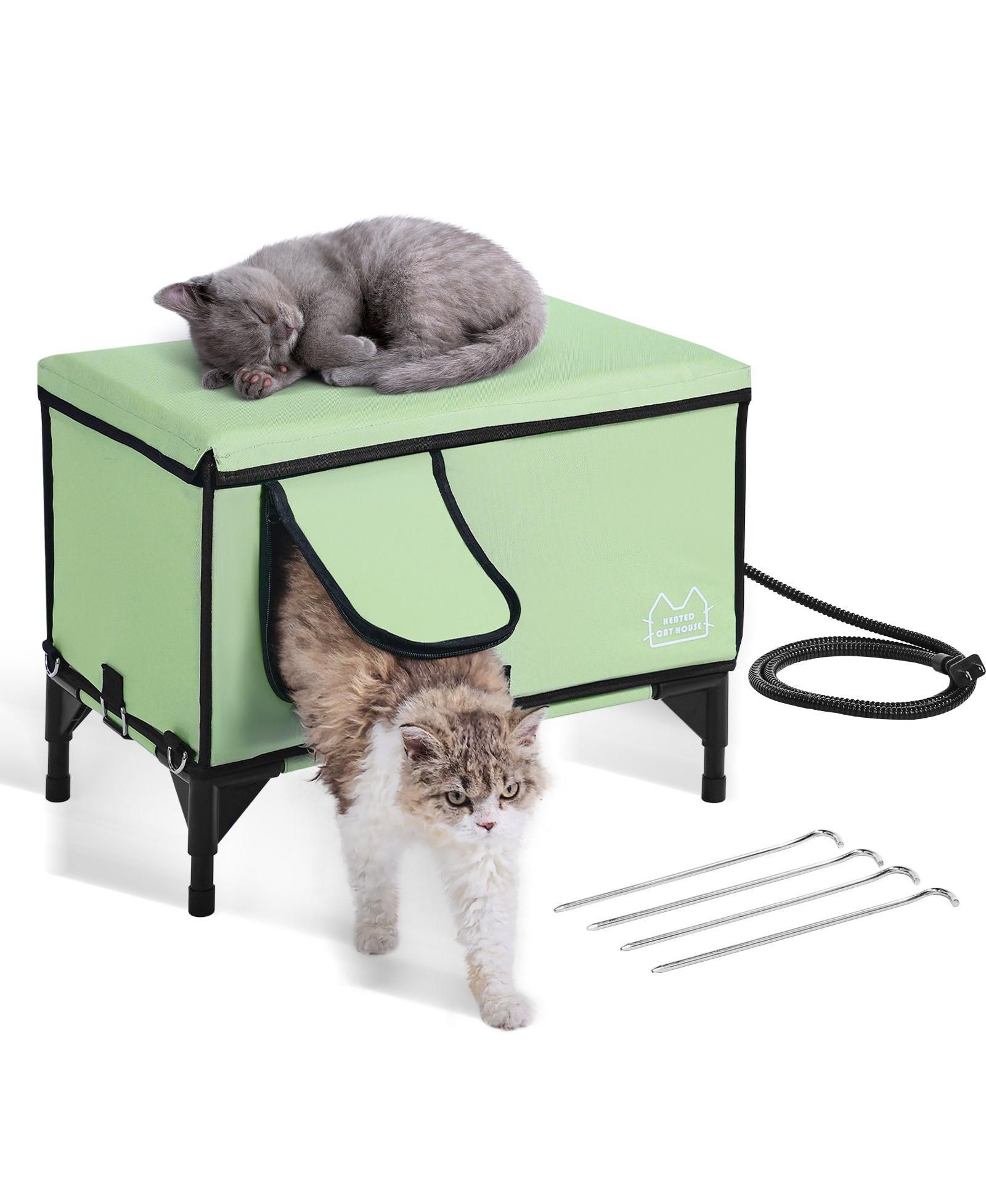 COZITO Heated Elevated Cat House with Adjustable Temperature and Timer