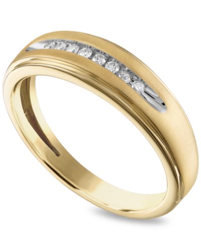 Мужское кольцо с бриллиантами (1/10 ct. t.w.) из 10k Yellow Gold или 10k White Gold