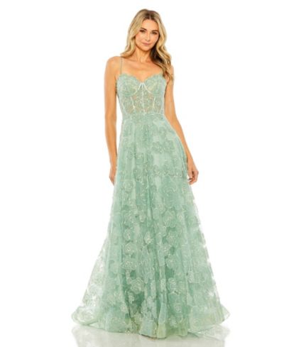 Вечернее платье Mac Duggal Women's Embroidered Sweetheart Floral Corset A Line Gown