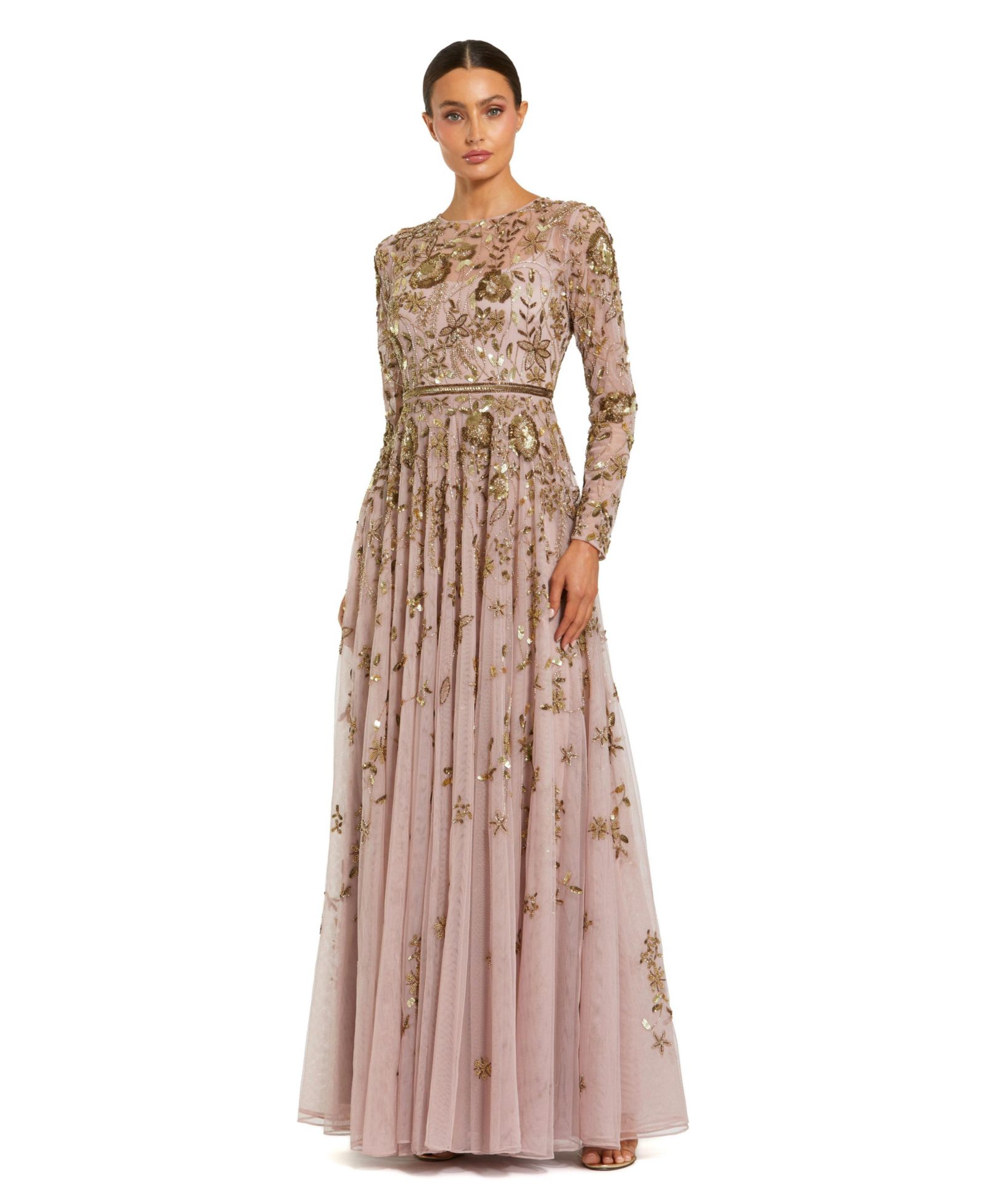 Mac Duggal Женское вечернее платье с сеткой и цветочным декором